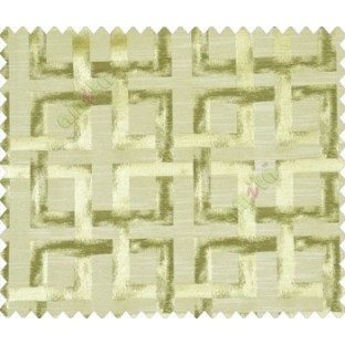 Square maze continuous design oil painting finish self design Olive Green Lime main curtain